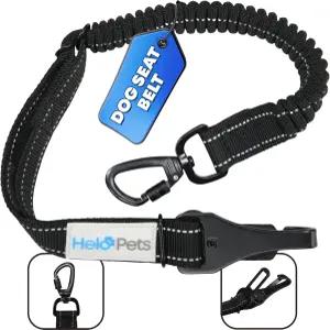 차량 내 반려견을 위한 3-in-1 차량용 도그 안전벨트 - 후크 앤 버클 래치 반사형 하네스(블랙)가 있는