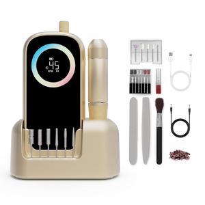 전기 네일 드릴 45000 프로 하이테크 고속 무선 릴 네일용 충전식 스탠드 12Pc 비트 및 홀더 홈용 LCD 머신