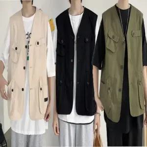 조끼 카고 남자 힙한 레이어드 베스트 오버핏