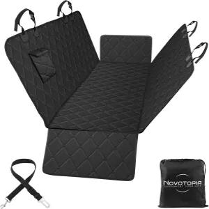 뒷좌석용 노보토피아 개 카시트 커버 100 방수 내구성 및 부드러운 논슬립 커버(블랙 스탠다드(54인치 W x