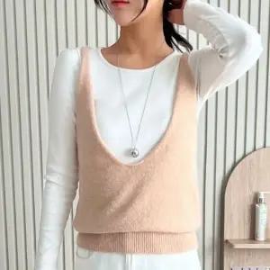 조끼 딥 민소매 V넥 레이어드 니트 여성 봄가을