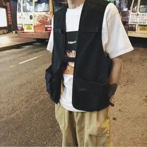 여름 베스트 레이어드 남성 스트릿 포켓조끼 브이넥