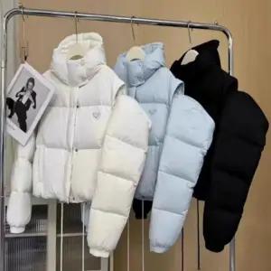 투인원 숏 패딩 소매 후드 조끼 탈부착 겸 여자 점퍼