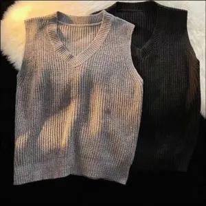 루즈핏 댄디룩 v넥 코디 단정한 남성 니트조끼 셔츠 레이어드