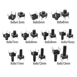 50PCS 4Pin DIP 셀프 리셋 SMD 스위치 6x6x4.3/5/6/7/8/9/10/11/12/13MM 6x6mm PCB 패널 순간 촉각  미니