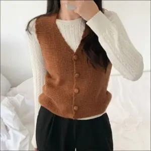 레이어드 버튼 포근한 4색 베스트 여성 v넥 니트조끼