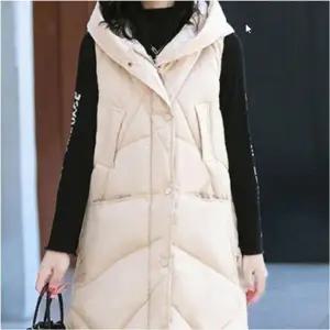 소재 민소매 여성 패딩점퍼 롱패딩 후드 조끼 레이어드 화이버