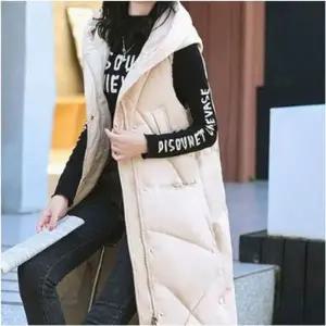 롱패딩 패딩점퍼 조끼 화이버 레이어드 여자 후드 민소매 소재