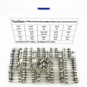 1015 종류 5x20 6x30 Fastblow 유리관 퓨즈 자동차 모듬 키트 상자 fusiveis 0.2A-30A 가정용
