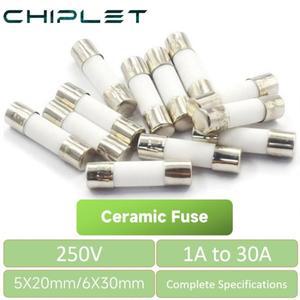 5x20 6x30mm 세라믹 퓨즈 250V 유형 멀티 미터, 1A 2A 3A 3.15A 4A 5A 6A 6.3A 안전 튜브 개