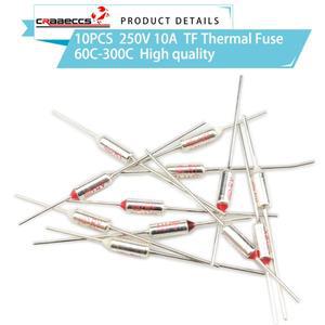 10개입 TF 열 퓨즈 RY 10A 250V 온도 60C 73C 75C 77C 100C 172C 185C 216C