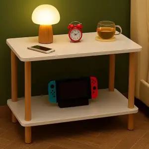 (선택 피칸데코 조립식 2단 나무테이블 80x40x53)피칸데코 조립식 2단 나무테이블 80x40x53 협탁 선반