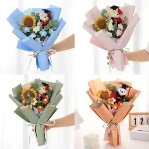 미니베어 뜨개꽃 부케 조화 꽃다발4color  학