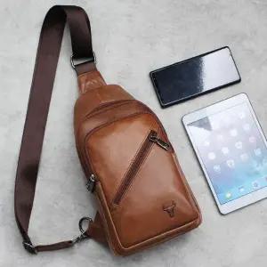 (색상 6132 브라운)6132 블루마운트 소가죽 오일지 슬링백 메신져백