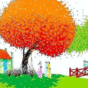 ( )행운의 나무 이젤 보석십자수 20x20