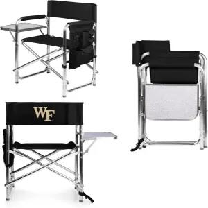 피크닉 타임 NCAA 웨이크 포레스트 데몬 디콘스 스포츠 의자(사이드 테이블 포함) - 비치 체어 캠프