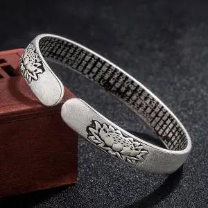 ( )부처님 연꽃잎 정통 반야심경 팔찌 불경 실버 S999 불교