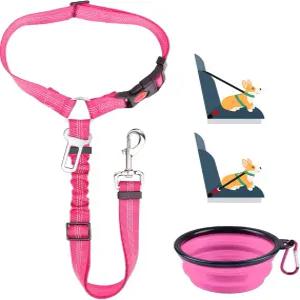 루코비 반려견 카시트 벨트 2팩 헤드레스트 구속 안전벨트 하네스 칼라 여행용 반사 탄성 번지가 있는 조절