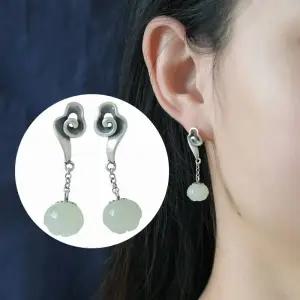 ( )순수 구름 연화 S925 연옥 연꽃 써지컬 귀걸이