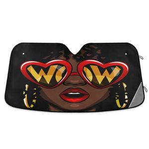 충격적인 그늘의 알라자 아프리카계 미국인 여성 앞유리 햇빛 가리개, 접이식 자동차 가리개 보호대 자외선 차단 및 차량 내부 냉각