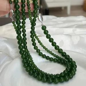 (사이즈 4MM)그린 도금 실버 S925 마노 선물박스 패션 원석 목걸이