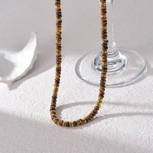 ( )자연주의 골드도금 14K 호안석 목걸이 원석 타이거아이