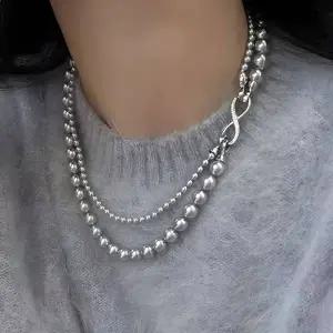 포인트 목걸이 패션 흑진주 지르코니아 고리 쉘비즈