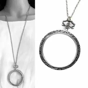 ( )47mm 레트로 긴 모던스타일 큰 돋보기목걸이 선물박스