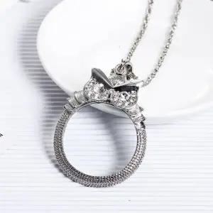 골드 돋보기 롱스타일 실버 지르코니아 목걸이 긴 휴대용 부엉이