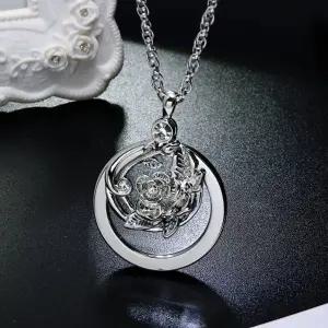 장미 실버 지르코니아 휴대용 목걸이 돋보기 화려한 패션