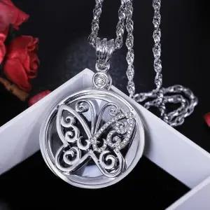 ( )돋보기 이중 목걸이 지르코니아 스윙 나비 화려한