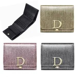 동전 고정클립 중지갑 소가죽 리얼 3단 카드 진주펄