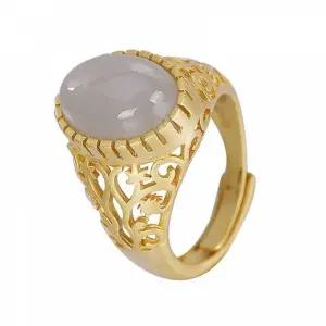 ( )스모키 프리사이즈 오픈형 아벤츄린 반지 연옥 단아한