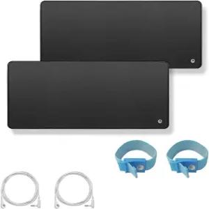 와우조블 접지 매트 키트(2팩) - 패드 2개(11.8 x 23.6 ) 스트레이트 로프 2개(15피트) 손목 2개 수면 질