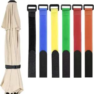 셀레이어니어스 6팩 재사용 가능한 파티오 우산 타이 스트랩 나일론 자체 접착 조절 가능 파라솔 다목적