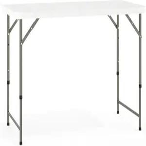 조절 가능한 다리와 휴대용 손잡이가 있는 4인치 직사각형 플라스틱 접이식 이벤트 테이블 실내/외 행사용