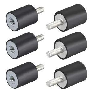 uxcell M6 남성 여성 고무 마운트 진동 차단기 쇼크 업소버 20mm x 25mm 6개