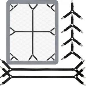 누그 6PCS 침대 시트 스트랩 장착된 조절 가능한 클립 매트리스 핏 수면 경험 향상