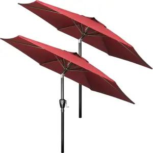 간단한 디럭스 2팩 7.5 파티오 우산 야외 테이블 마켓 야드 뒷마당 수영장 정원 데크 빨간색을 위한 튼튼한