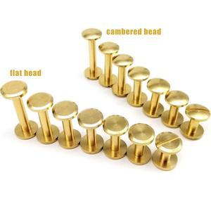 10pcs 단단한 황동 구리 시카고 나사 네일 포스트 바인딩 리벳 가죽 공예 지갑 가방 벨트 스트랩 웹 도서에