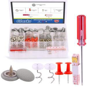 글락스 272Pcs 자동차 지붕 헤드라이너 수리 키트, 60Pcs 회색 리벳 버튼, 빨간색 푸시 핀, 주요 브랜드 자동차에 적합한 고정 핀(그레이, 152세트)