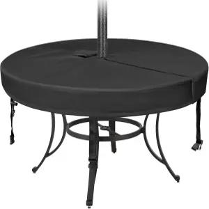 우산 구멍이 있는 원형 파티오 테이블 커버 94 DIA x 4 H - 방수 야외 헤비 듀티 600D 옥스포드 패브릭