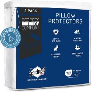 편안한 베개 보호기(2개 세트) - 저자극성 방수 지퍼 먼지 및 침대 벌레 방지 커버 3M 스카치가드가 포함된