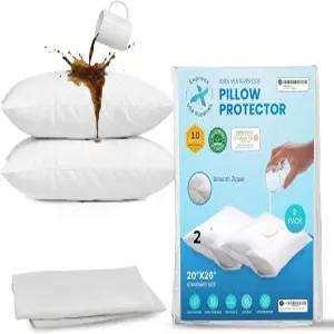 2팩 방수 베개 보호대 퀸/스탠다드 사이즈 케이스 100 매우 부드럽고 통기성이 좋은 20x28인치 최대