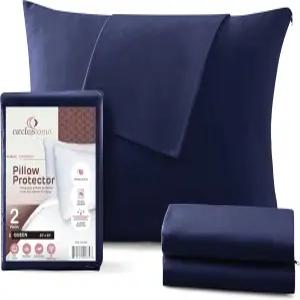 서클홈 베개 보호대 2팩 퀸 지퍼드 - 100 면 통기성 커버 먼지 이물질로부터 베개를 보호합니다 (퀸 2