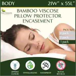 사계절 필수품 바디 사이즈 방수 베개 보호대(1개 세트) - 대나무 커버에서 추출한 천연 비스코스 20인치 x