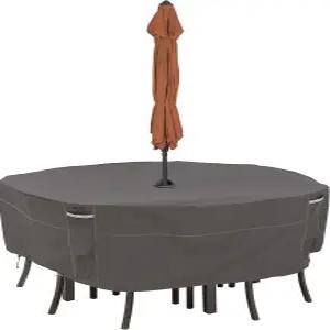 클래식 액세서리 라벤나 방수 60인치 원형 파티오 테이블 및 의자 세트 커버 우산 구멍 야외 포함