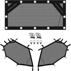 윈도우 넷 롤 케이지 메시 가드 전면 후방 및 좌측 그늘막 커버 도어 스크래치 방지 UTV 폴라리스 RZR 570