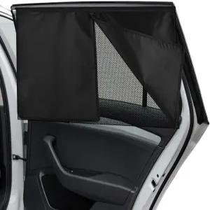 10개의 강력한 자석이 있는 2팩 자동차 창문 그늘막 26.8 x18.5 이중 레이어 후면/측면 - 풀 블랙아웃