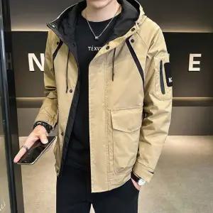 EAMT 남성용 가을 캐주얼 바람막이 점퍼 카고 재킷 후드 야상 YJ3